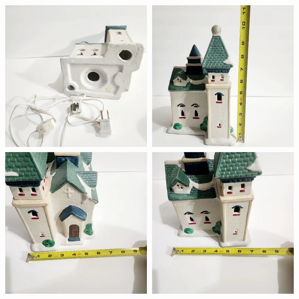 90s Christmas Village Porcelain Lightup Church - Picture 3 of 3